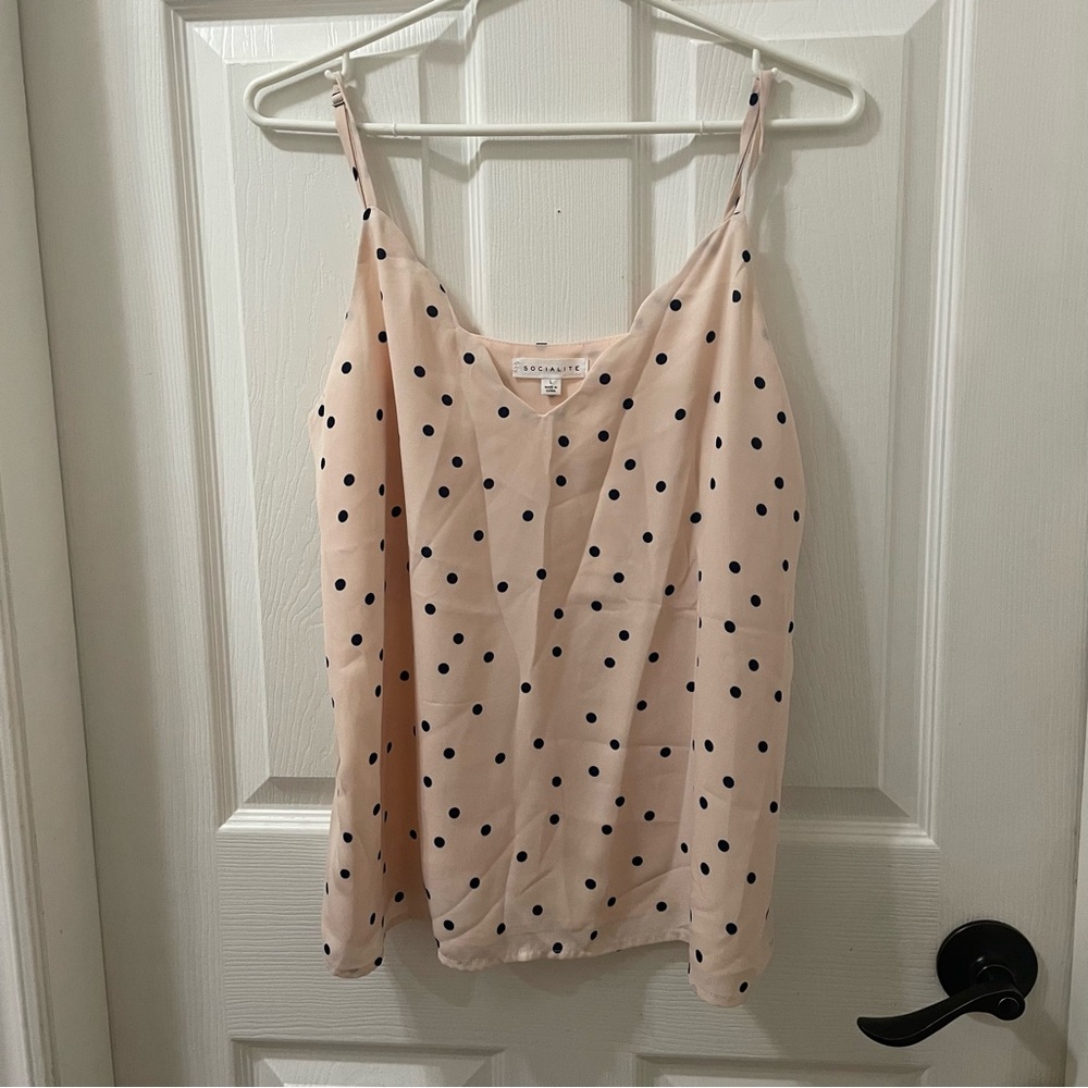 Polka Dot Spaghetti Strap Cami - Blush